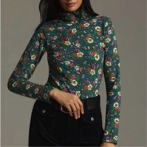 Anthropologie Maeve Floral Turtleneck Top - sz M
